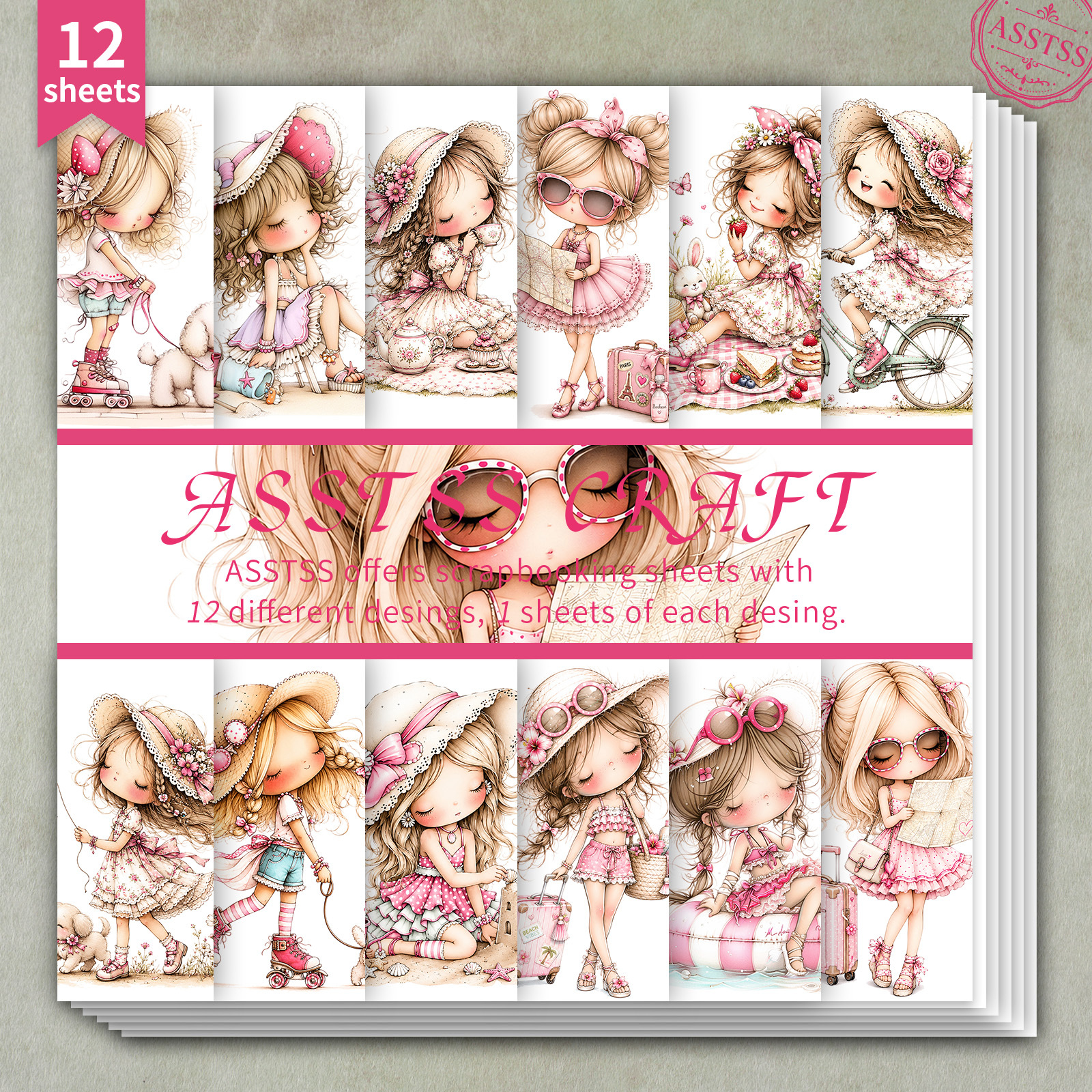 TEMU Bloc de papier épais pour scrapbooking ASSTSS de 12 feuilles, convient pour le journaling, le collage et l'artisanat - Carton 6"x6" sur le thème