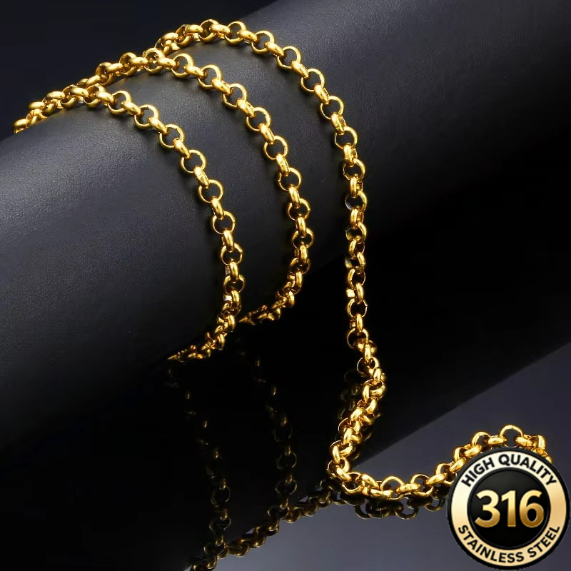 Unisex O-Chain Stainless Steel Necklace, Hypoallergenic Gift