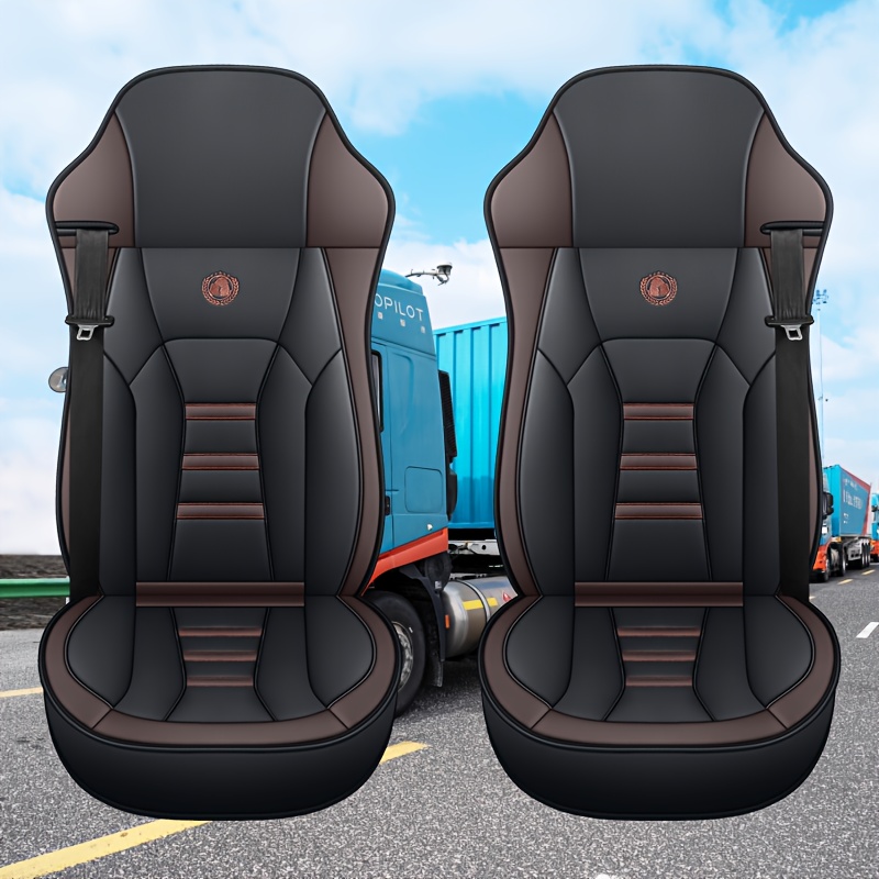 TEMU 2-seat Pu Leather Seat Cushion Suitable For Large Trucks, With At The Seatbelt , For And Passenger Cabins. Comfortable, Breathable, And