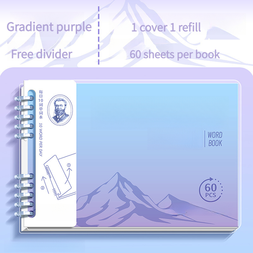 Image of 3 Types, 1 Pack 60 Easy Gradient Word Notebooks With A Plain Colour , Using The Curve Memory Method English. Each Notebook Can Record 600 Words. English Memory Revision Notebooks Exams