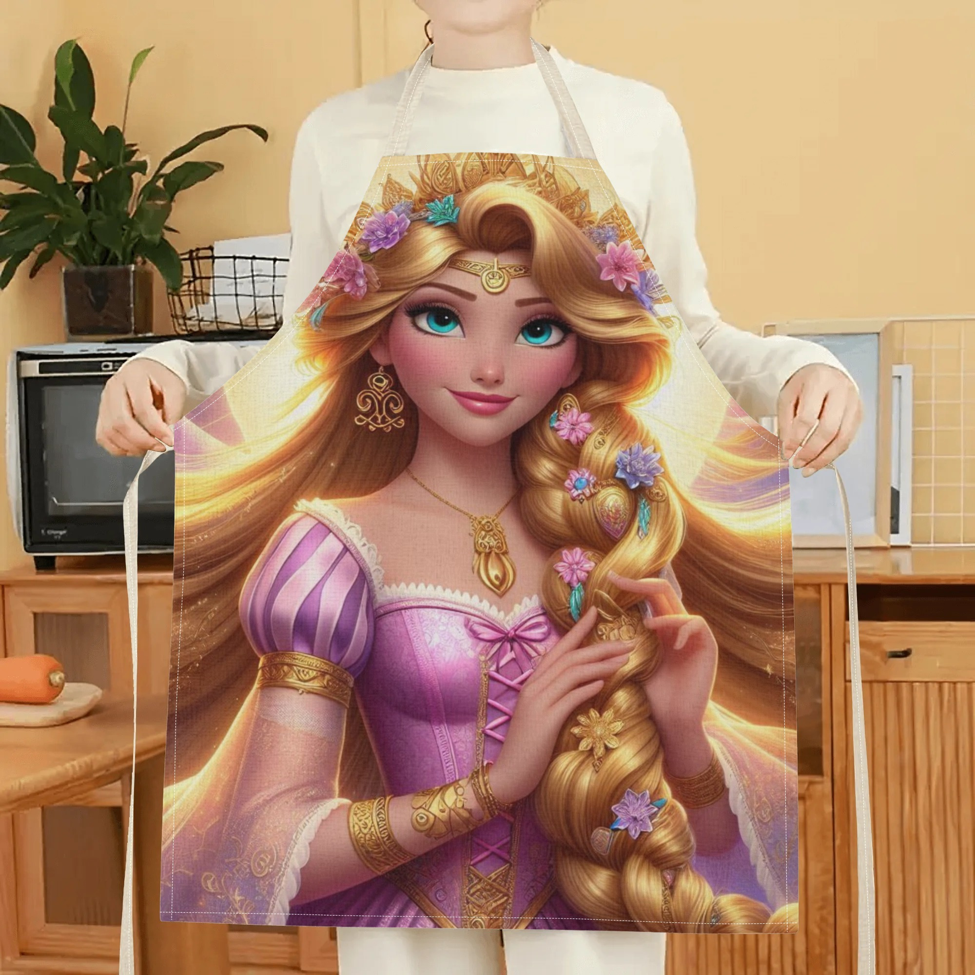 disney   waterproof apron - vibrant cartoon princess design,   polyester, ideal for kitchen, restaurants, cafes & home use details 5