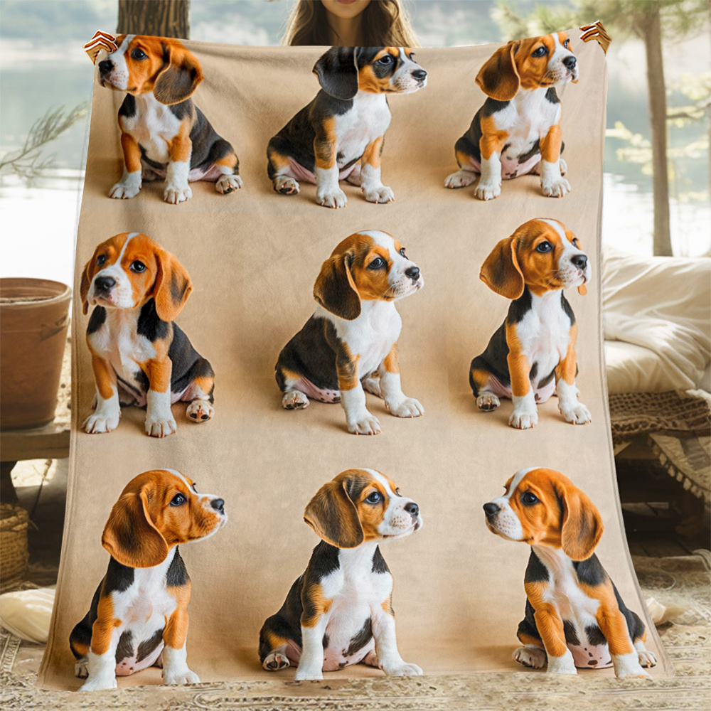 

1pc Beagle Print Flannel Blanket - Soft, Lightweight & Warm For Sofa, Bed, Travel, Camping & More - 3d Digital Printed , Perfect Gift For Family Or Friends, 100% Polyester, Multiple Sizes