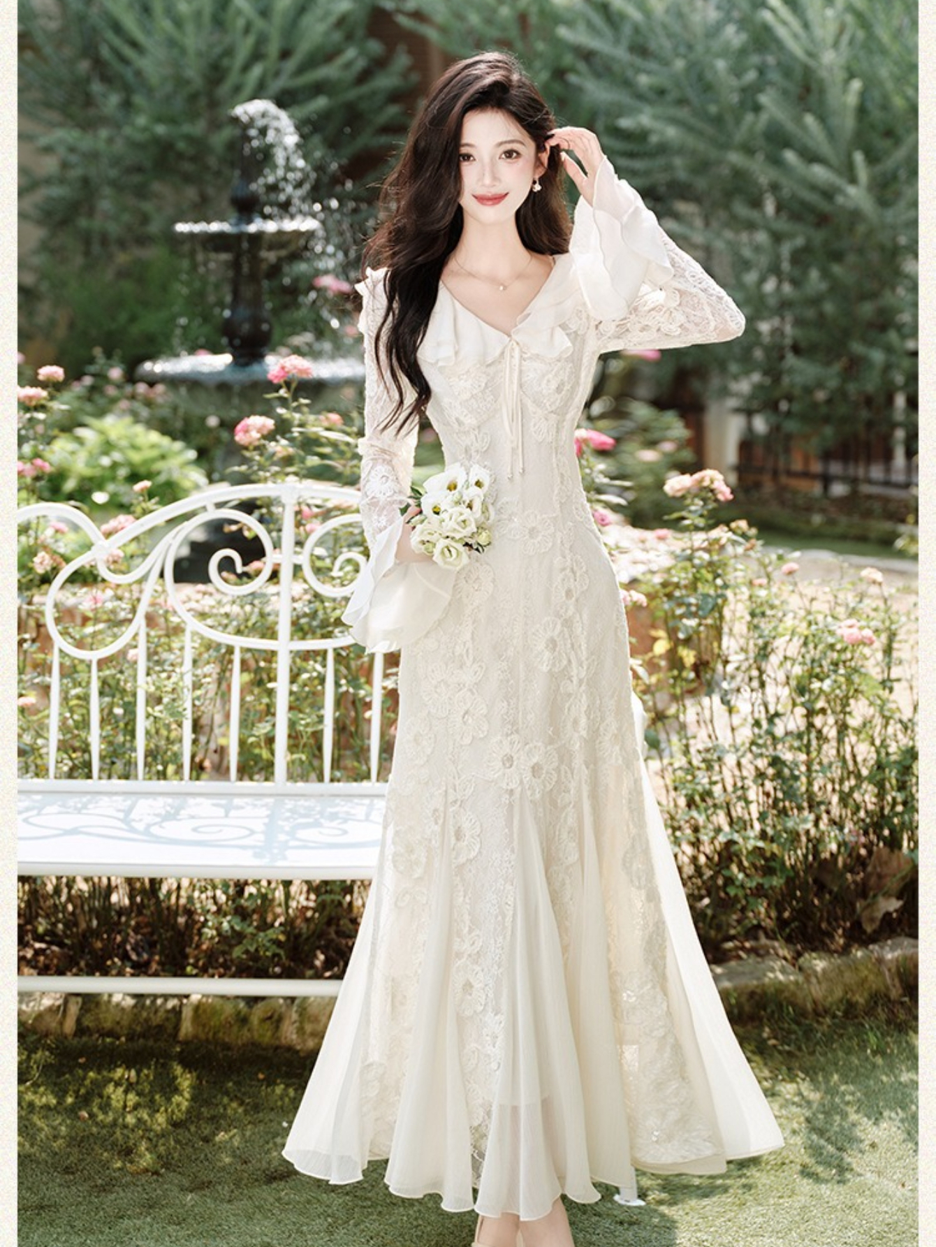 formal dress shops in salt lake city utah Ruched Flower Lace Tea Length Wedding Dress main image 0