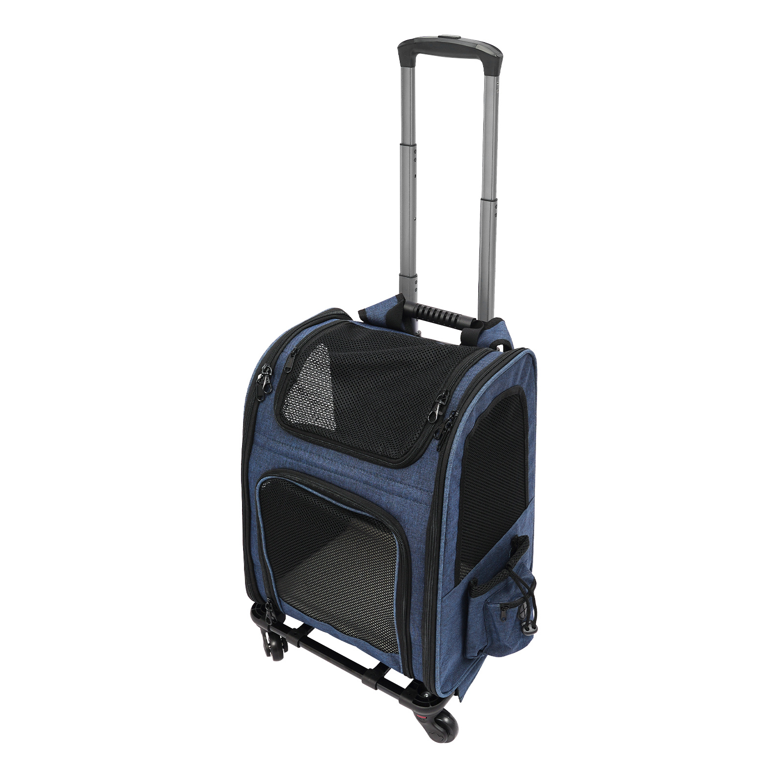 Image of Quiltern 1pc Blue Pet Backpack, Pet Transport Box With Wheels, Pet Trolley Backpack, Pet Bag Trolley Case, For Camping, Hiking, Cycling, , Travels, Vet , Load 33 Lbs