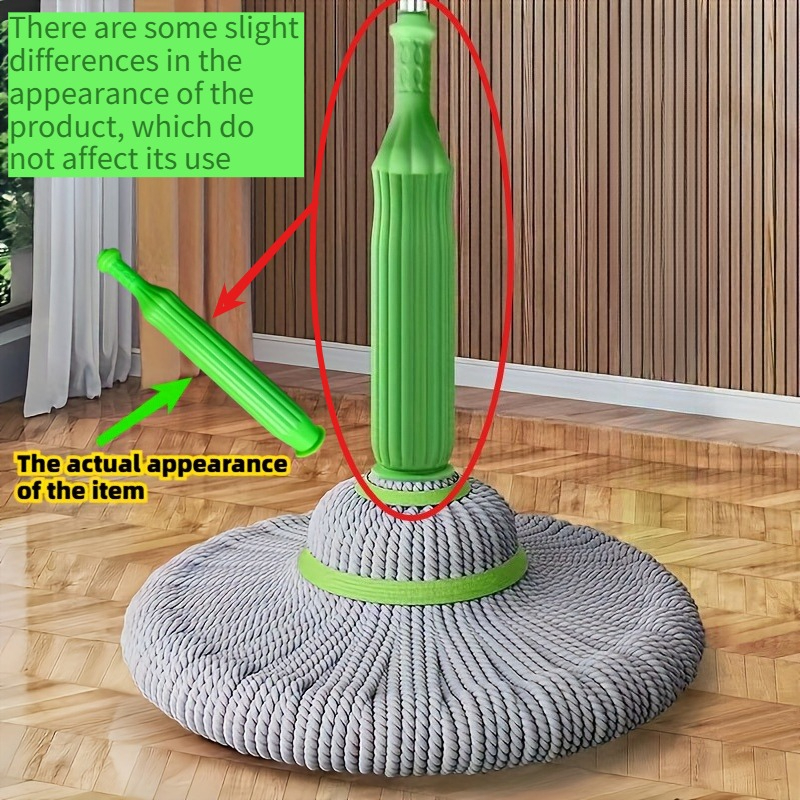 TEMU 1pc Self-rotating Screwless Swivel Mop With Durable Plastic/metal Handle - No Electricity Required, Washable & Reusable Mop Head For Bedroom,
