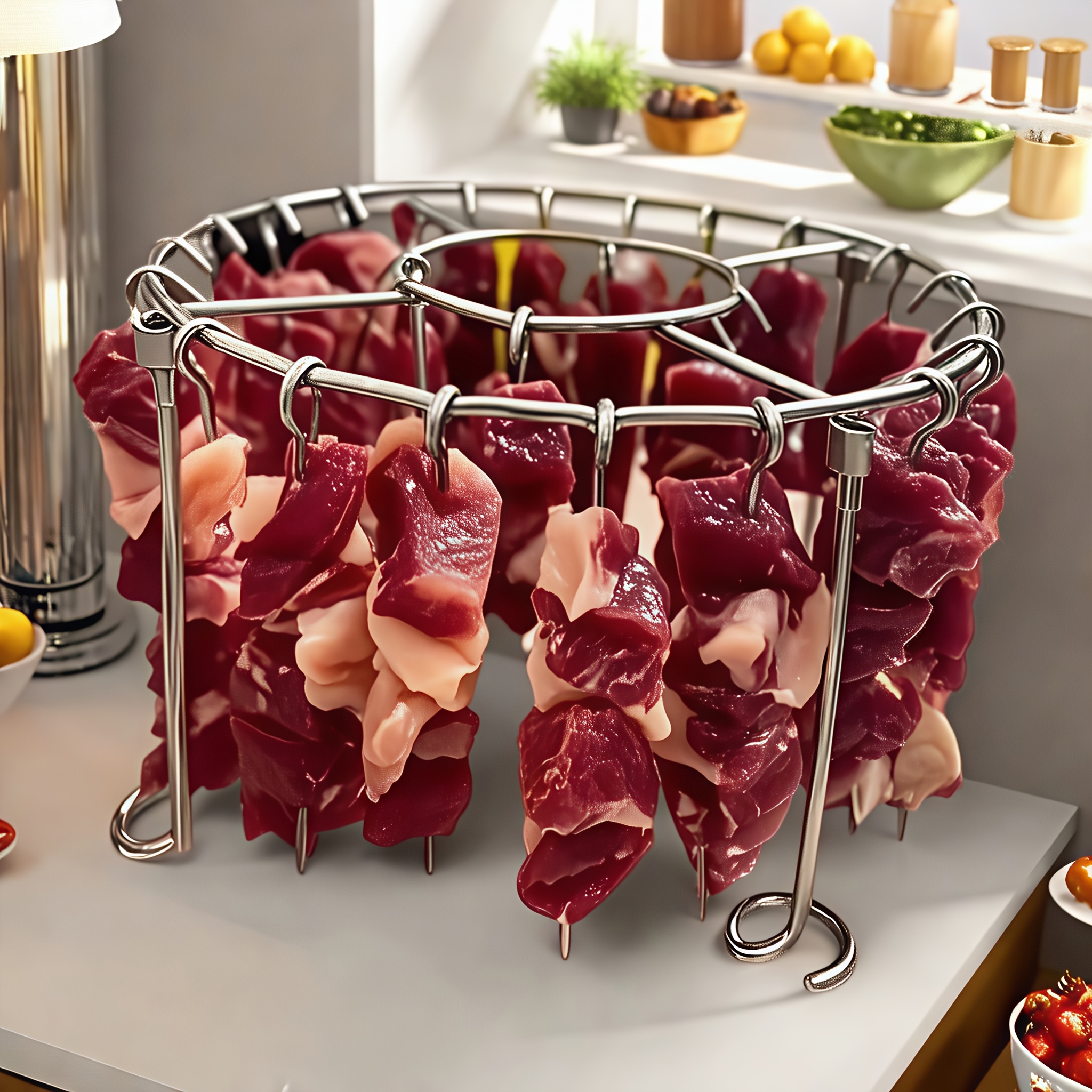 detachable stainless steel   rack with 24 skewers suitable for 3qt 6  fryer ovens an essential for kitchen and outdoor grilling it ensures   heating and pr ts burning or scorching ideal for grilling meat and vegetables