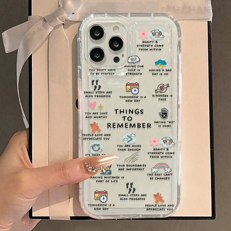 Clear Phone Case Ideas Aesthetic Phone Case Cartoon Slogan Pattern Transparent  Phone Case Temu