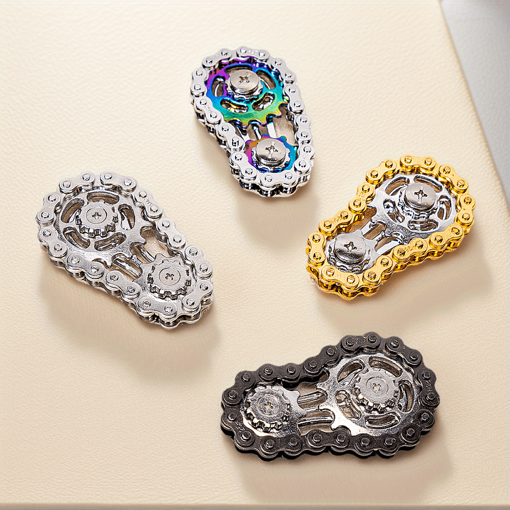 stainless steel chain fidget spinner- designed with precision-machined gears,   a silent office toy that  (industrial-style desktop decoration and a collectible art piece mechanical enthusiasts). stocking stuffer, stocking stuffer Product details 1