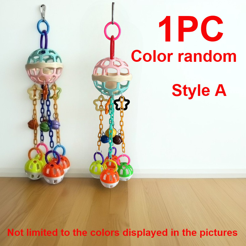 Image of 1/ 2pcs Colorful Hanging Parrot Chew Toy, Durable Plastic Cage Decoration Toy, Teething & Boredom Relief For Small/ Medium Parrots, Anti-boredom Enrichment , Interactive Bite-resistant Bird Toy