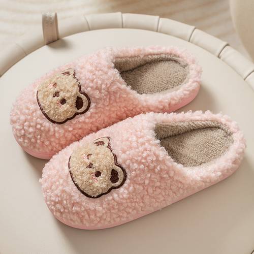 Women Fuzzy Crisscross Slide Slippers, Warm Cozy Indoor House Shoes with Non-Slip Thick Sole for Fall And Winter, Women Shoes