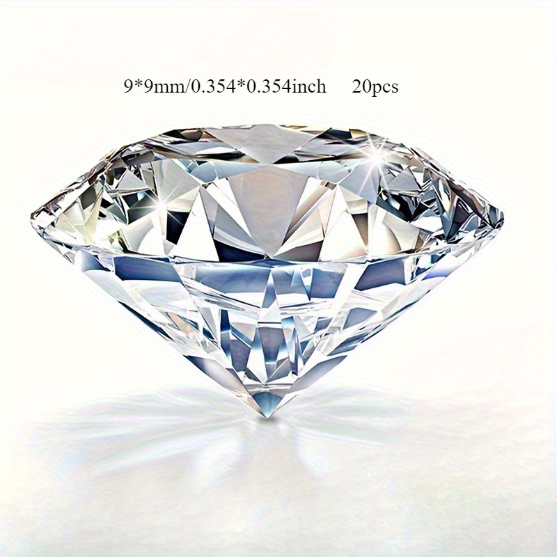 20pcs 1-3 Carats Round Cut Synthetic Glass Beads, For Jewelry Making (rings, S, Necklaces) And Embedded Additions And Parts