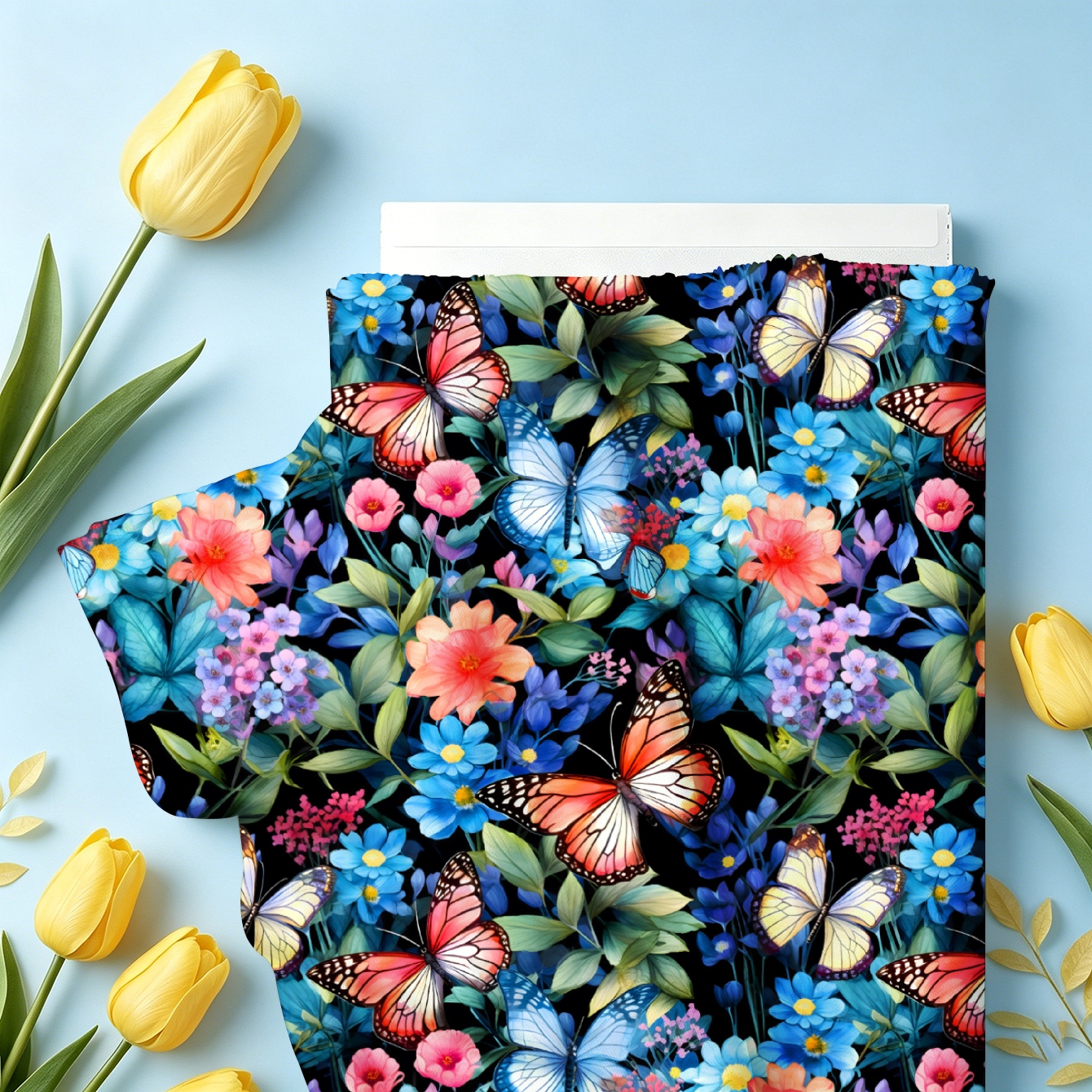 TEMU 1pc Floral Pattern Digital Printed Fabric, Optional, Soft And Comfortable Material, Polyester Handmade Cloth, Suitable For Quilting, Crafts,