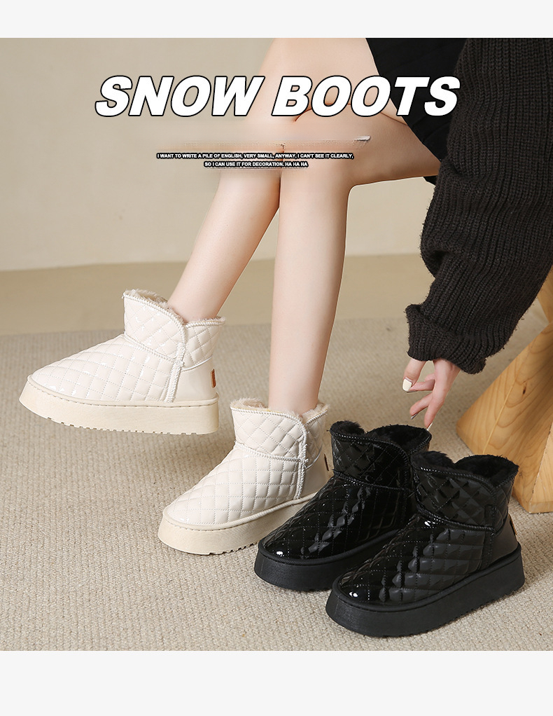 womens winter snow boots with h shaped lift height increase high quality non slip fleece lined thickened pu upper rubber sole beige black grey warm ankle boots for   slush all terrain Product details 11