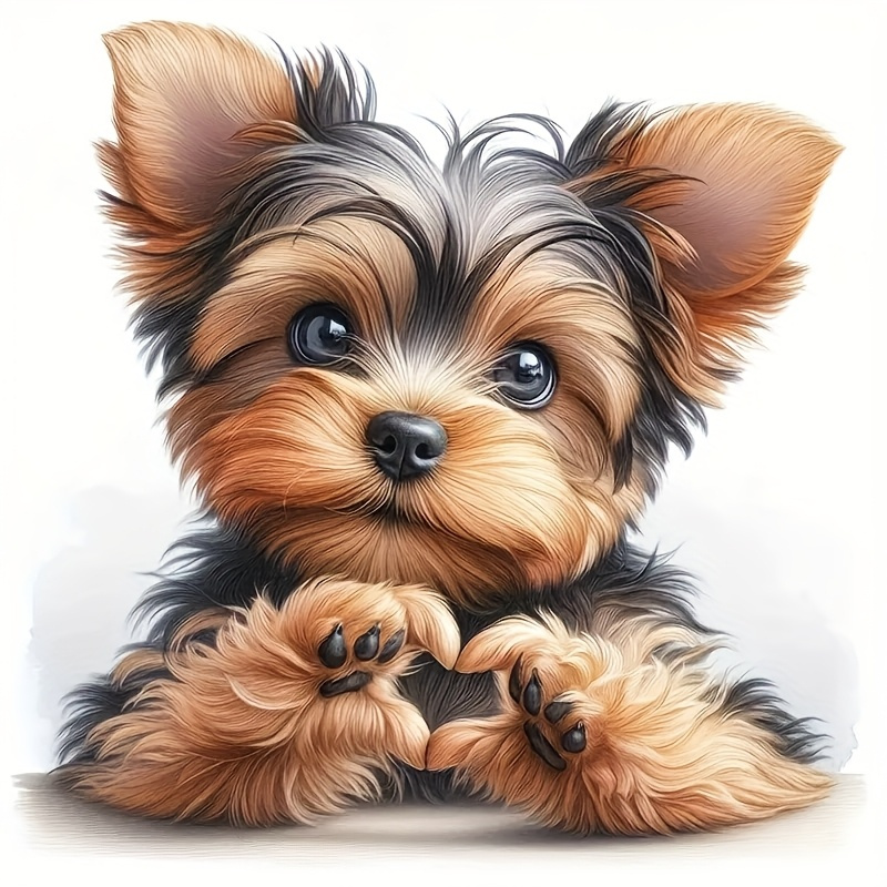 Image of 6-inch Shiny Cartoon Yorkie Film Stickers, Self-adhesive Fantasy Animal Decals, Suitable For Cars, Laptops, Phones, Walls, Glass, Metal, Ceramic Surfaces, For Single Use, Glossy End, Car Stickers