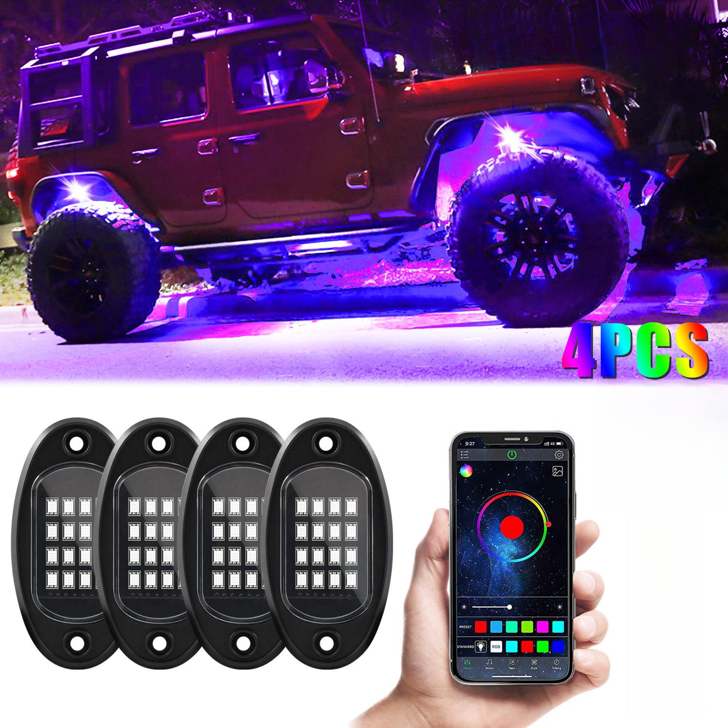 TEMU 4- In- 1 Car Led Ambient Light, 16- Led Rgb Tire Ambient Light, Lighting Kit With Multi- Mode Switching Function, Suitable For Tire And Rock