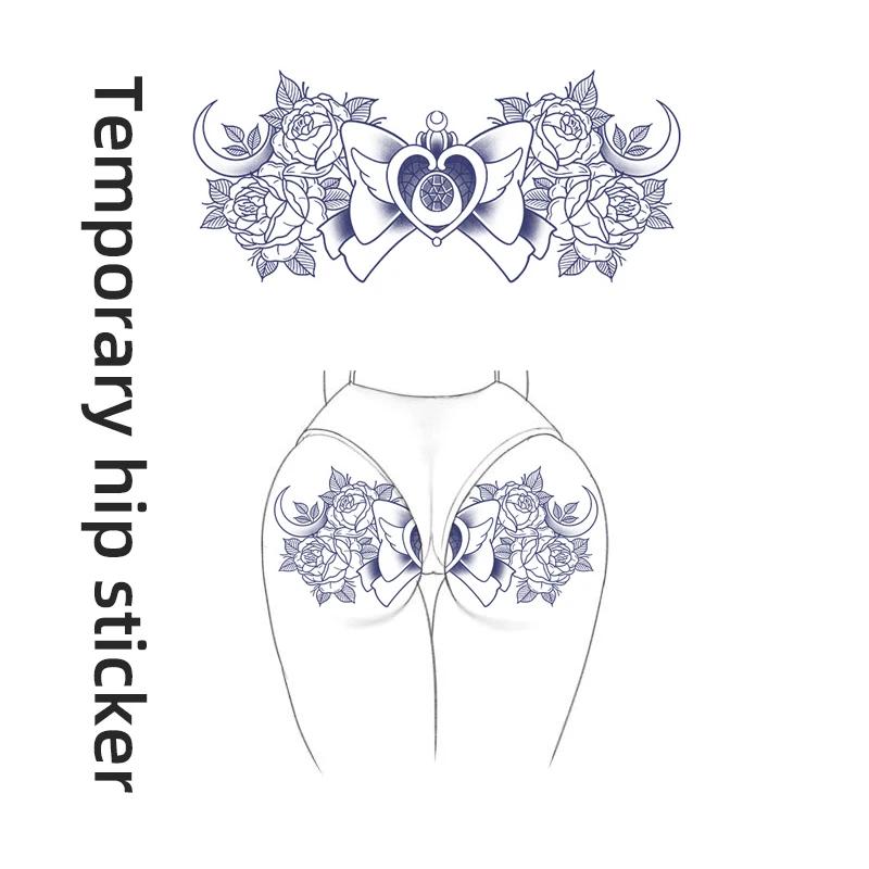 Heart Rose Herbal Temporary Tattoo Stickers for Women