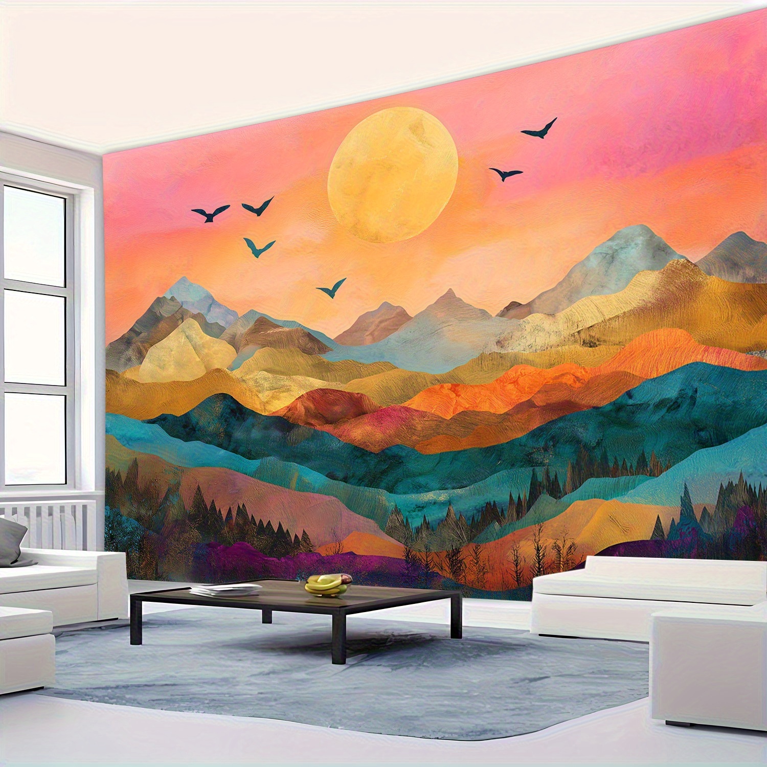 Vibrant Mountain Landscape Tapestry Wall Hanging For Bedroom Home_voghion.com