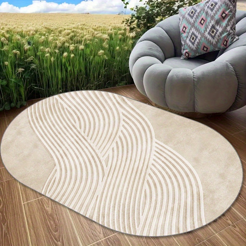 TEMU Imitation Cashmere 1pc Pattern Oval Mat, Luxurious Soft Irregular Mat, European Vintage Style Suitable For Living Room, Bedroom, Dining Room,