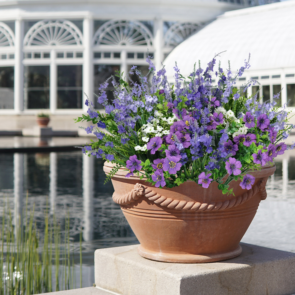 Set Di 2 Alberi Di Bosso Artificiali Viola Con Picchetto - Piante Finto Per Esterno, Resistente Ai Raggi UV, 63 Cm, Per Fioriere, Portico E Giardino - 3