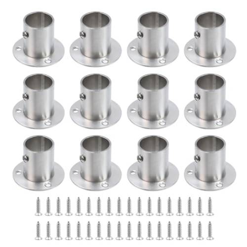 12pcs total height 1 57 fit diameter 1 0 pipes high flange holder rod stainless steel for wardrobe ceiling mounting bracket with screws