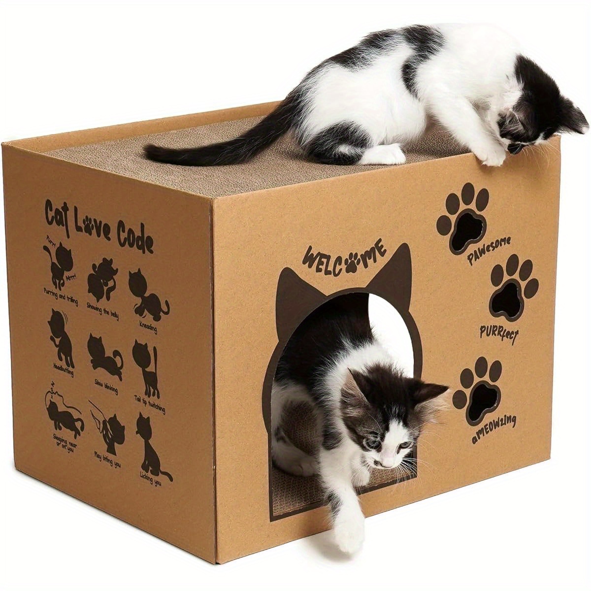 Cardboard Cat Scratcher House Dual-Level Cat Scratcher Cozy
