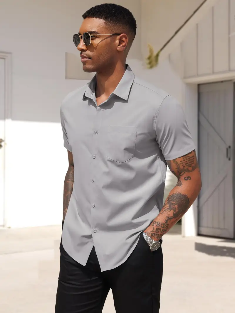 mens grey short sleeve dress shirt Men's James Short Sleeve Shirt