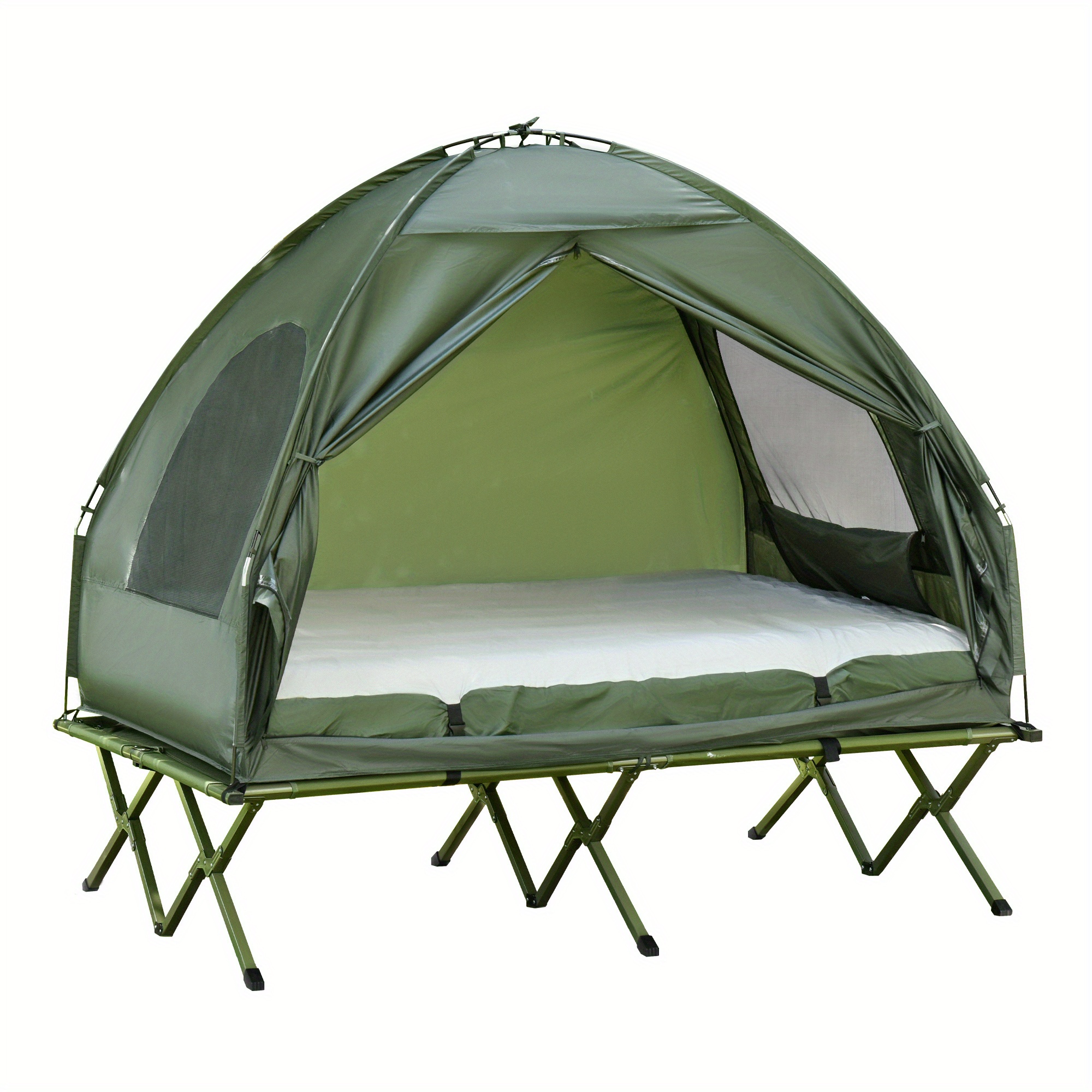 1pcsOutsunny 2-person Foldable Camping Bed with Tent, Quilt and Thick Air Cushion, 4-in-1 Tall Tent Camping Bed, Suitable for Outdoor Hiking, Picnicking, Travel