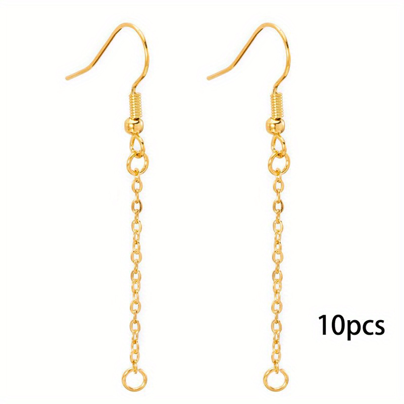10pcs Stainless Steel Earring Holder Earring Chain Color Preservation Tassel Hanging Chain Earring Extension Chain Handmade Diy Earring Ear Wire Making Accessories