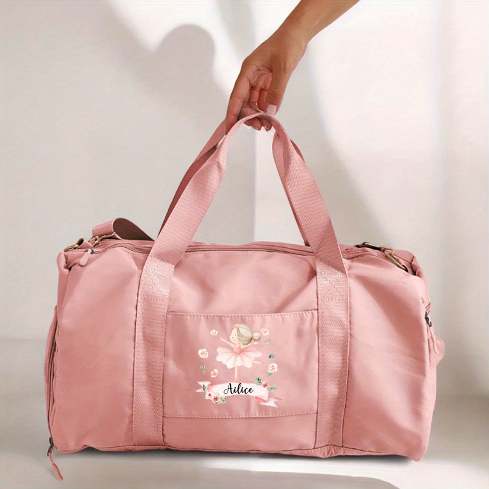 TEMU Personalized Dance Name Bags Ballerina Storage Bag Custom Duffle Bag Dance Travel Luggage Bag|large Capacity Fitness Tote Bag|birthday Gift For