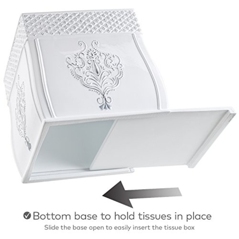 vintage french country tissue box cover - elegant bathroom decor with sliding bottom, compatible with standard tissues, for bathroom, living room, office -   home decoration organizer, tissue box holder, facial tissue holder Product details 2