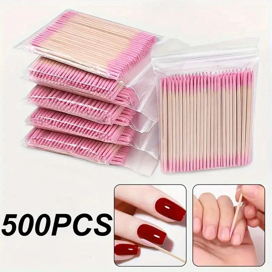 500pcs Professional Dual-ended Nail Sticks | Wooden Detailing Tools For Removing Nail Polish, Cleaning Nail & Precision Application, Suitable For Salons And Home Use