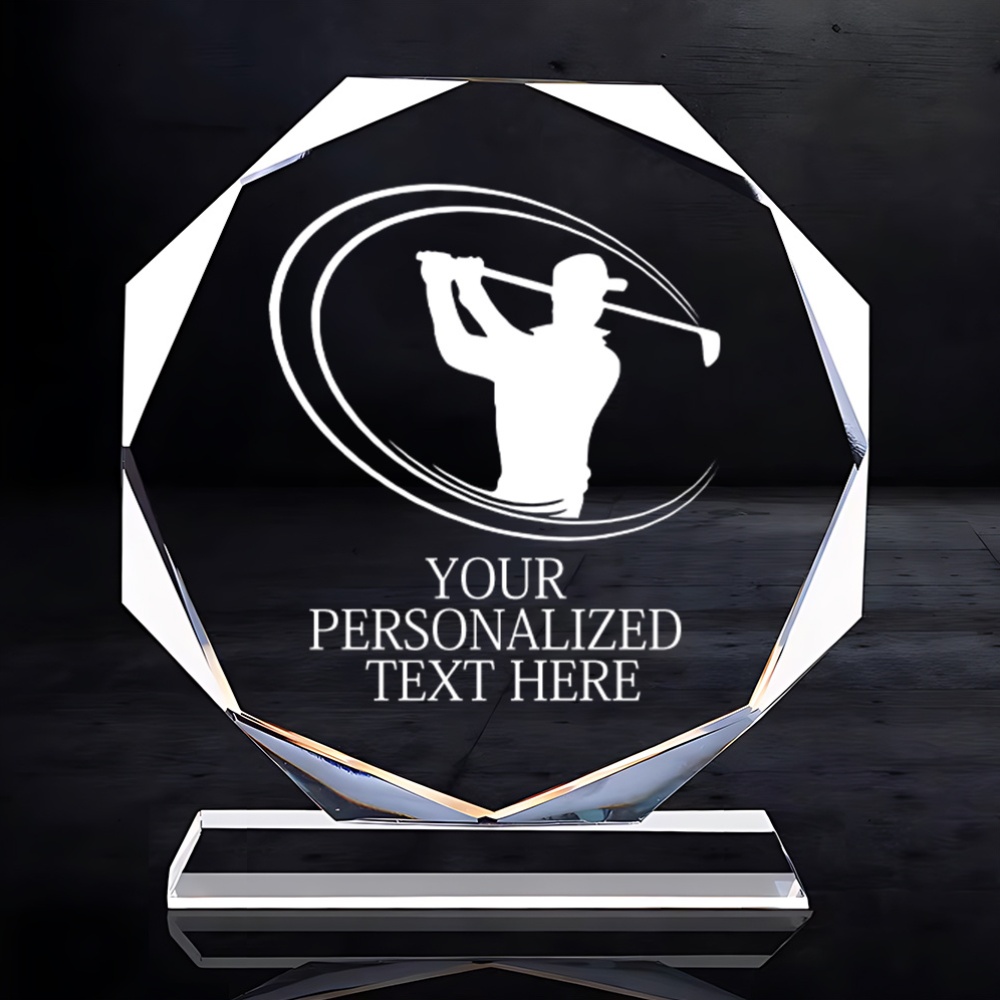 TEMU 1 Custom Crystal Trophy Designed As A Decoration Featuring A Silhouette, With High-definition Uv Printed Patterns And Text, Suitable For Sports