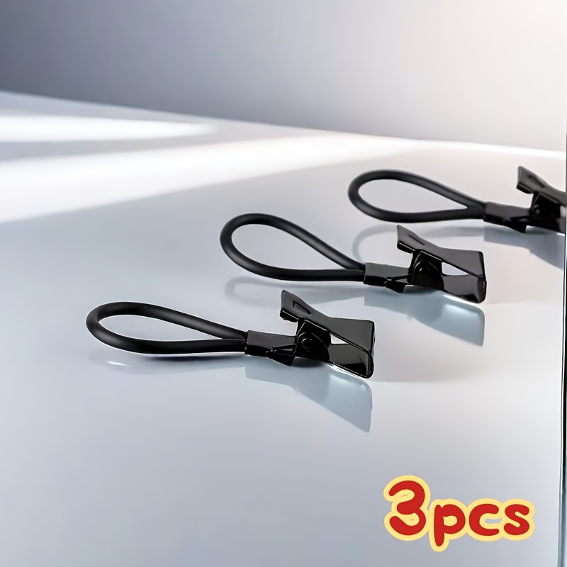 3/6pcs Non-slip Metal Household Towel Clips- Versatile Black Clips Clothes, Towels, Shelves, Durable Bathroom& Kitchen Organizers, Design, Clothing Organization, Sleek Metallic, Material, Clothes Pins