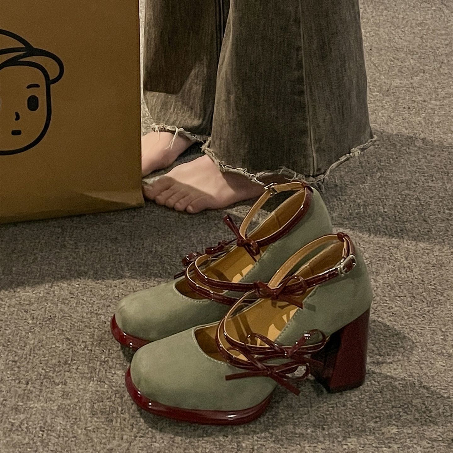 Image of Women' Casual Commuting High Heels, Bow-decorated Block Heel Platform Pumps, Versatile Ladies' Shoes For Daily Work And Casual Wear, Women Shoes