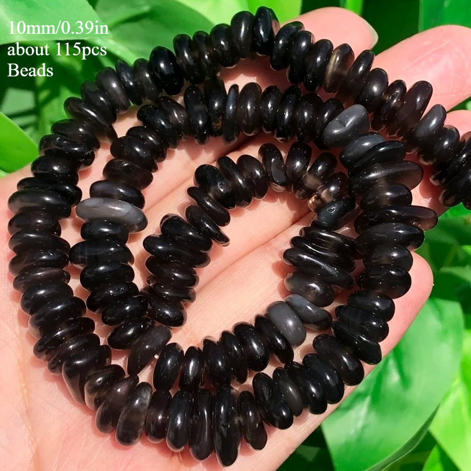 TEMU 10mm AAA Piedra Natural Ágata Negra Irregular Gravilla Elegantes Cuentas Sueltas Espaciadoras para Hacer Joyería DIY Pulseras Únicas Collares