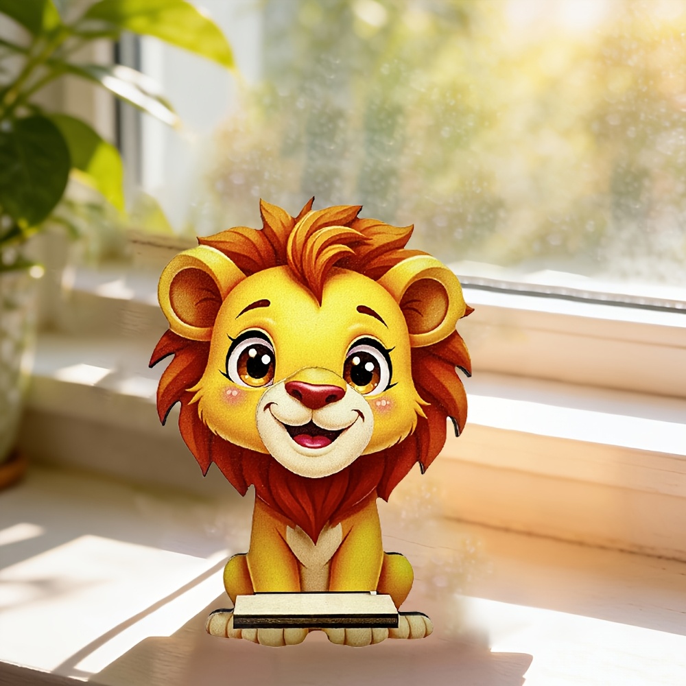 TEMU 1 Lion-shaped Glasses Display Stand- Made Of Wood, Suitable For Desktops And Bedside Tables, Cute Lion Glasses Stand For Home Office Decoration,