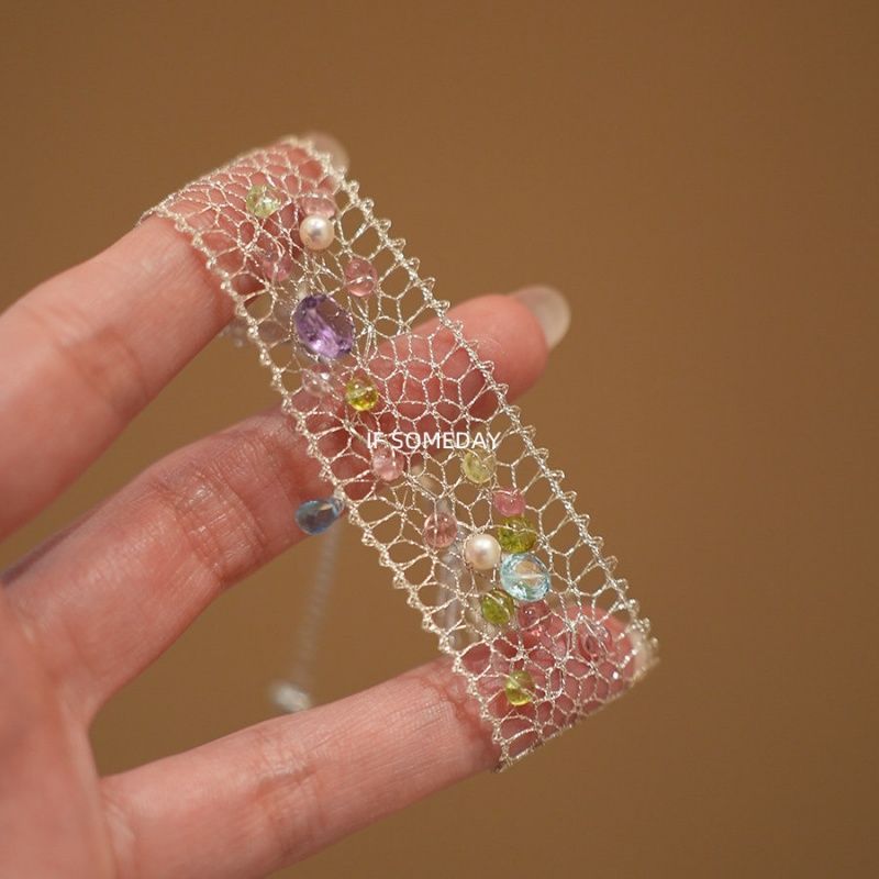 TEMU Pulsera Francesa de Crochet Hecha a Mano Niche Diseño de Lujo Ligero Pulsera Versátil Premium