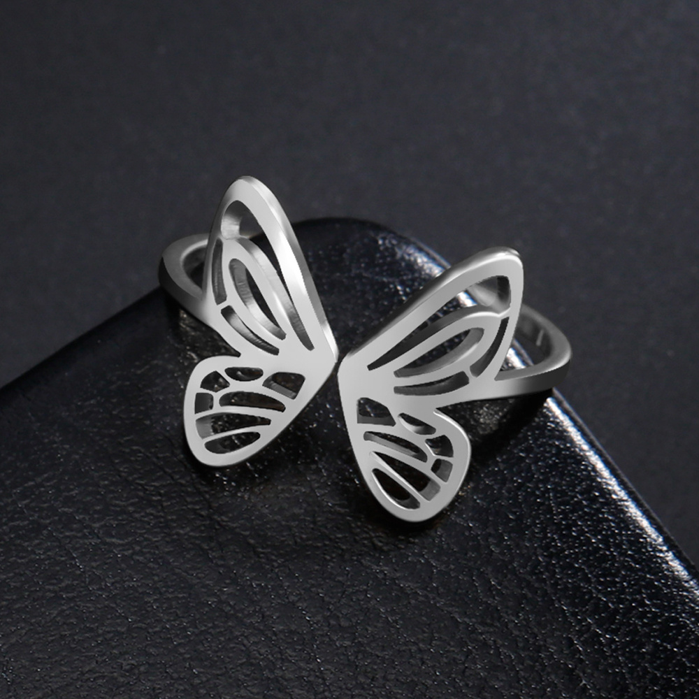 Stainless Steel Golden Color Opening Ring Fashion Women's Adjustable Ring Jewelry Trendy Wedding Birthday Gift
