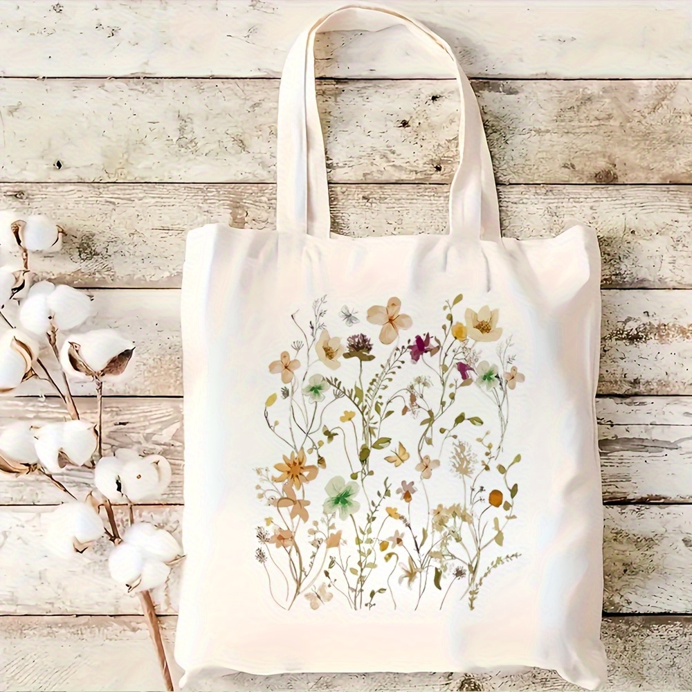 1pc of a vintage cottagecore   canvas tote bag featuring a   print designed as a shoulder handbag for women suitable for travel and casual use