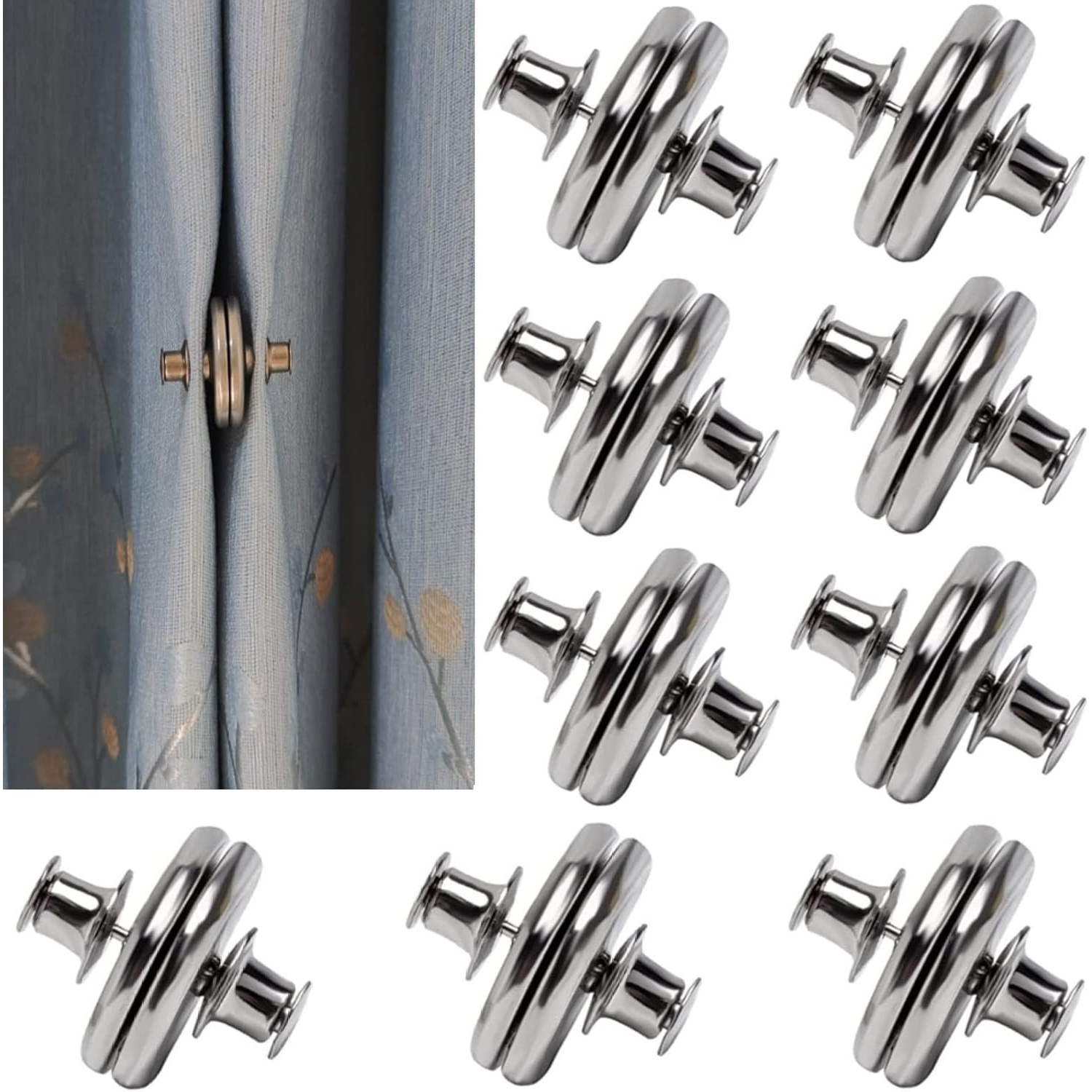 Image of 18/60pcs(9/30 Pairs) Pairs Magnetic Closure Clips For Indoor Outdoor Curtains- Prevent Light Leaking, Strong Weights For Pergola Patio Gazebo Cabana