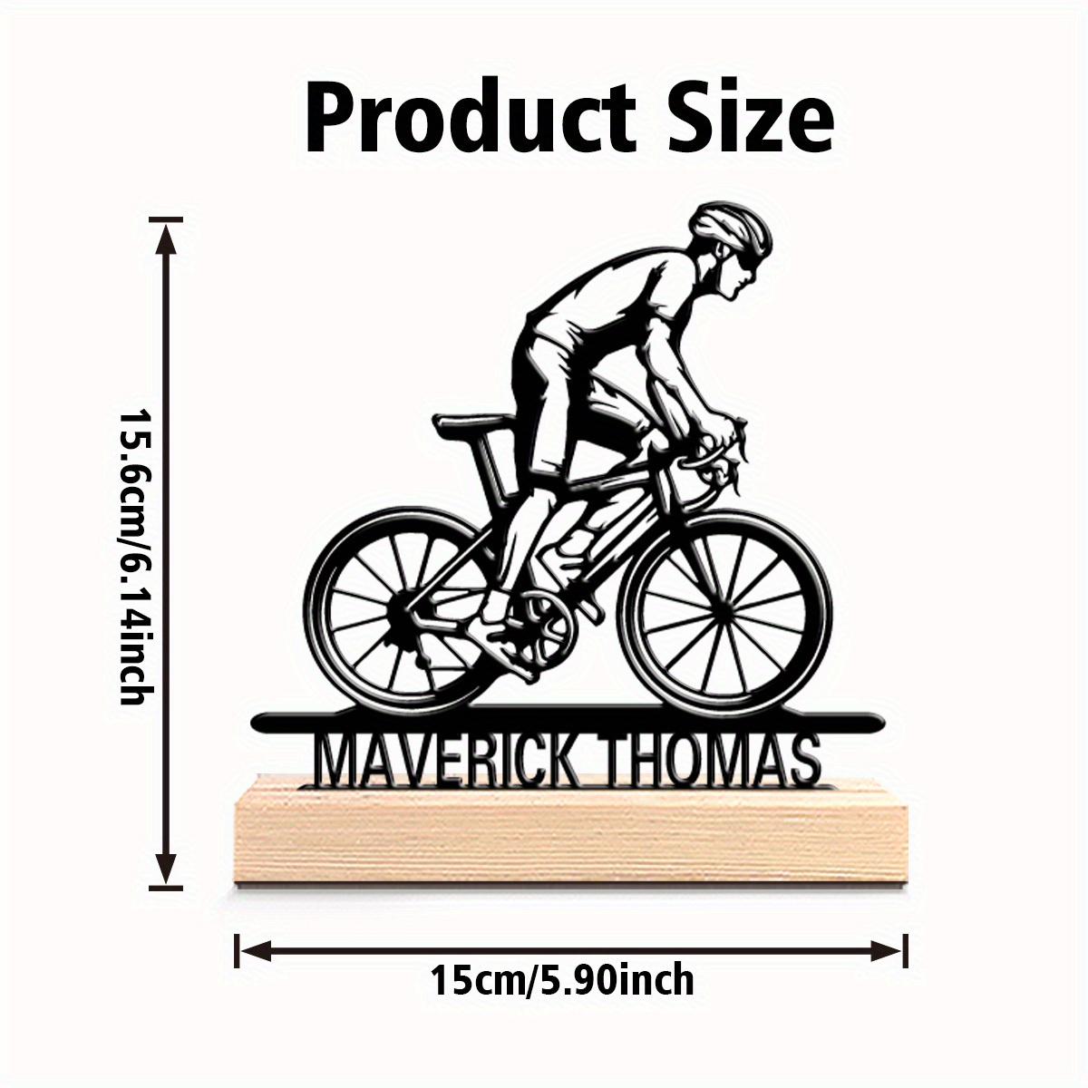 TEMU 1pc Personalized Custom Bicycle Metal Statue - Cast With Custom Name/number/text, Vintage Tabletop & Wall Decor For Cycling Enthusiasts, Home,