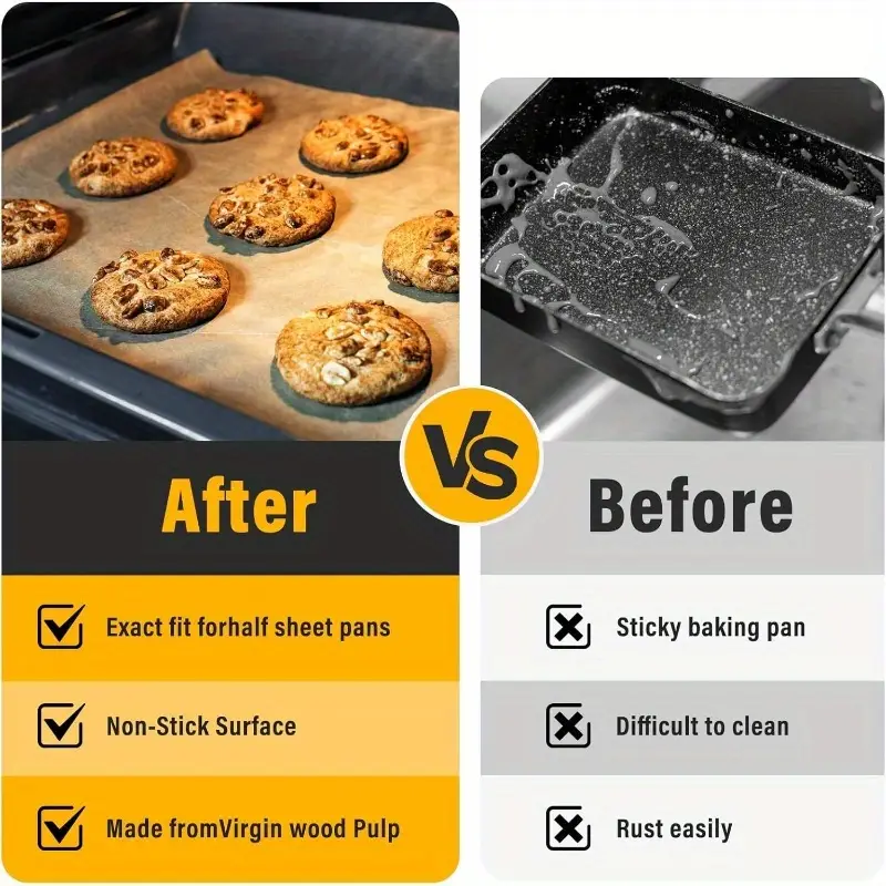 parchment paper sheets baking 16 - 24in precut non - stick parchment paper unbleached baking sheet paper air fryer, baking, grilling, steaming, oven suitable bread cake 150p Product details 4