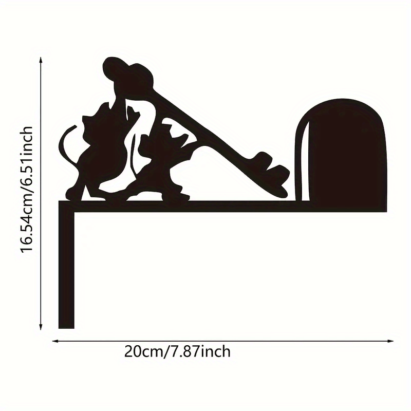 TEMU 2d Flat, Cute Mouse Metal Door Corner Wall Decoration- Modern Holiday Decor For Living Room, Bedroom, Office- No Electricity Required, Holiday