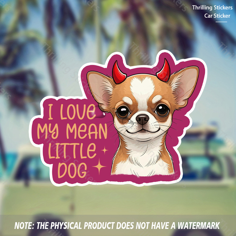 

Vinyl Chihuahua Car Sticker - "i Love My Little Dog" Cartoon Decal, Matte , Animal Theme, Self-adhesive For Laptops, Phones, Water Bottles, , Helmets, Single Use