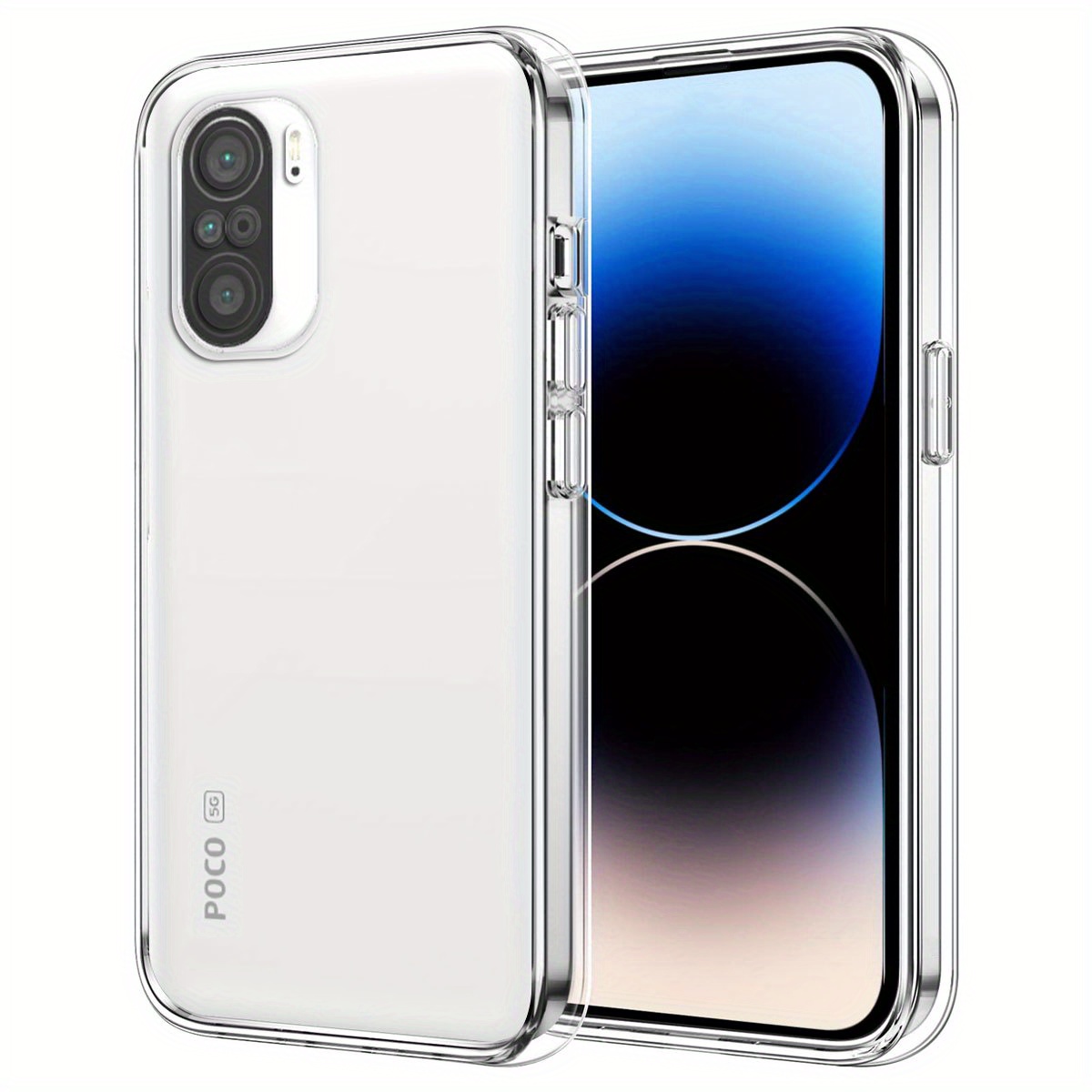 TEMU Compatible con Xiaomi Poco F3, esta funda flexible y a prueba de golpes protección completa contra arañazos y cuenta con posterior transparente.