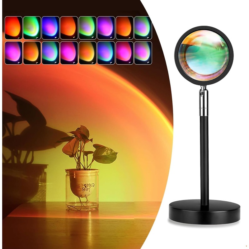 Image of 1 Set Of Essential Party And Camping Gear: Remote-controlled 16-color Sunset Light With Ultra-wide-angle Rotation Projection, Effortlessly Light And Shadow Effects On Walls And Ceilings