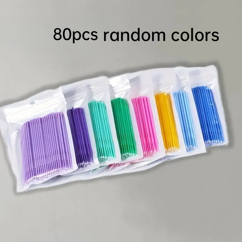 TEMU 80pcs Disposable Mini Brushes Random Colors - Precision Fine-tipped Coating Applicators, Disposable Soft Bristles, Bulk Packaging - Compatible