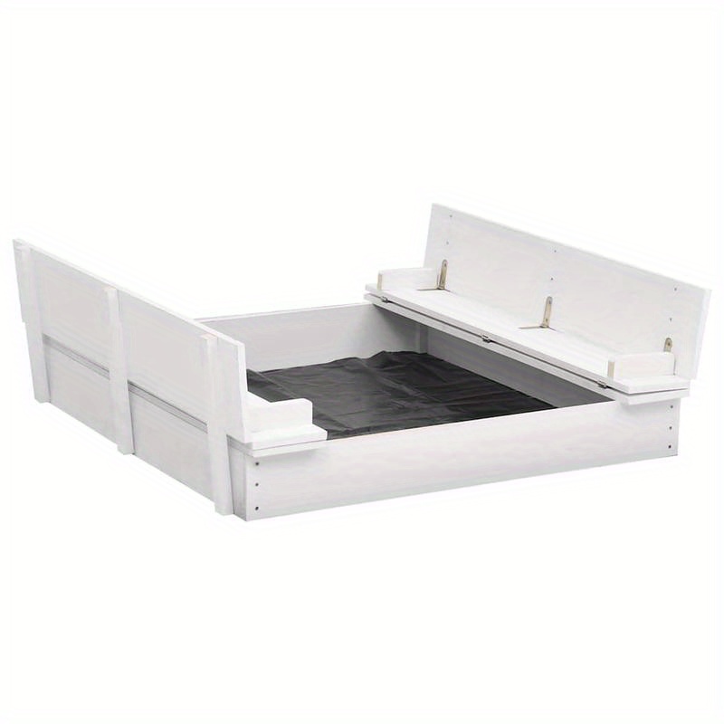 Image of 1 Sandpit Fir Wood White 95x90x15cm Sturdy And Outdoor Sandbox For, Mixed Color, Outdoors