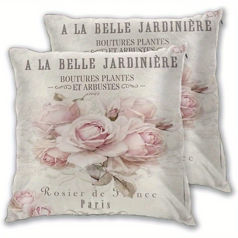 2 ks francouzsk� shabby chic povlaky na pol�t��e - vintage pa��sk� kv�tinov� a geometrick� , kr�tk� ply� jednostrann� tisk, zipov� uz�v�r, prateln� v pra�ce pro pohovku, gau�, lo�nici, dekorace do auta, dekora�n� pol�t��e, p��slu�enstv� k pohovce, v�pl� pol�t��e nen� sou��st� 0