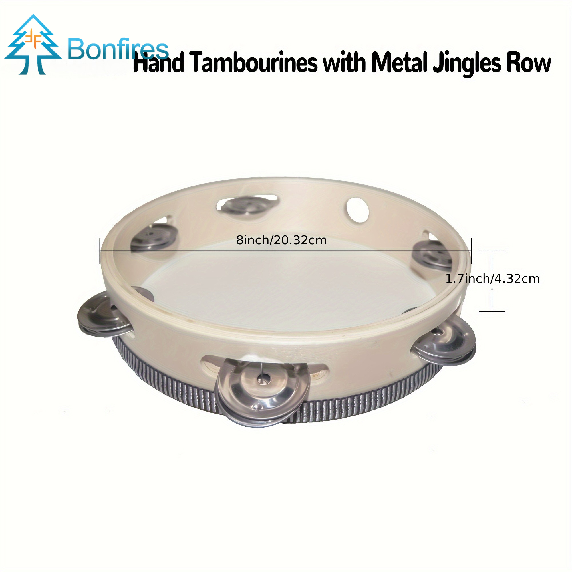 Image of [hand Drum Bell] Ffbonfires 10/8-inch Hand Drum Bell, Metal Bell Percussion Instrument, Single Row Drum For Music Teaching, Diy Drum Head, Church Ktv Party Gift